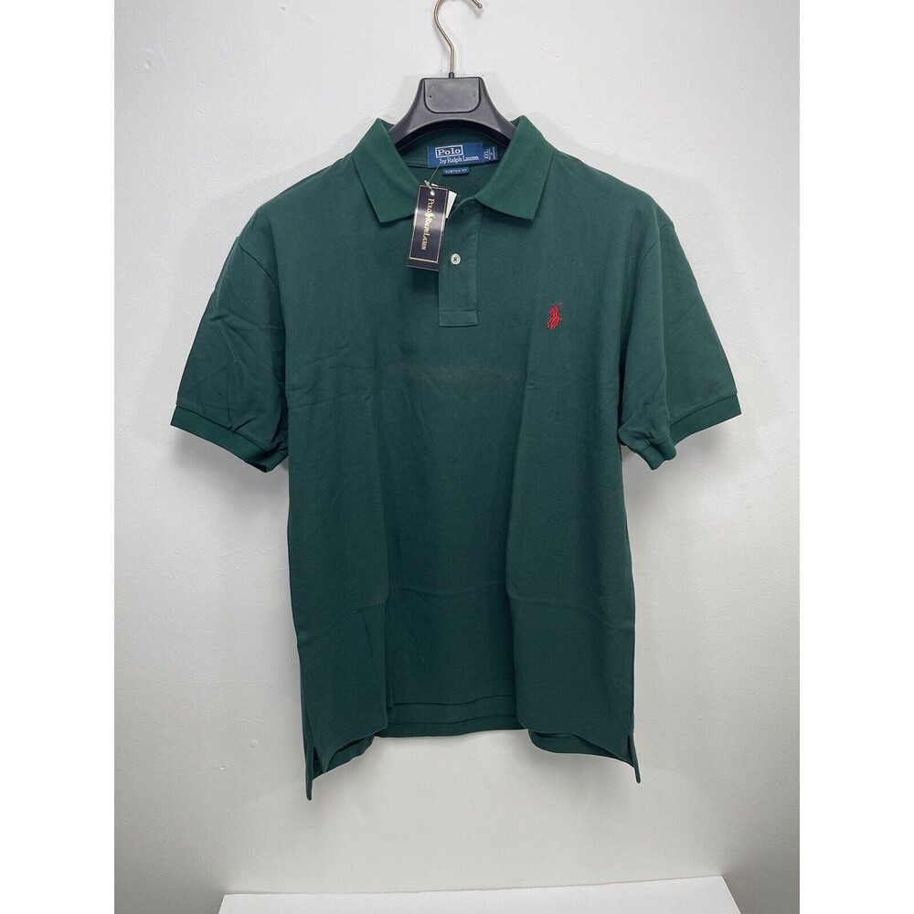 Ralph Lauren POLO Shirt Men Custom Slim Fit Mesh Short Sleeve Dark Green XXL NWT